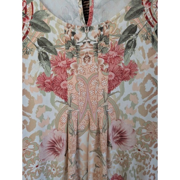 Soft Surroundings Floral Leopard Print Modal Pleated Front Tee Shirt Women's PM - Picture 2 of 8